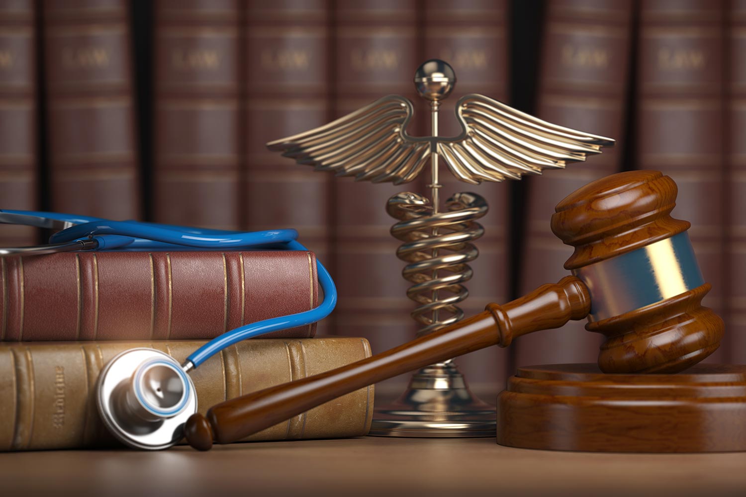 A gavel and books
